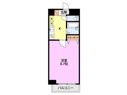 オルザス新潟(1K/4階)の間取り写真