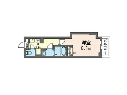 グラース八重咲(1K/2階)の間取り写真