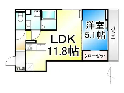 トリシア居町(1LDK/1階)の間取り写真
