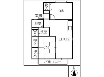 セジュール若福 A棟(2LDK/2階)の間取り写真