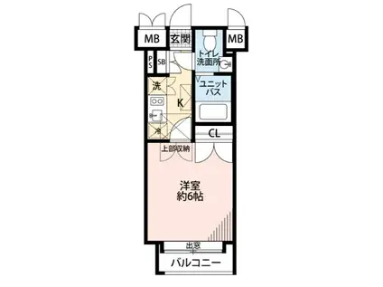 クレタ県庁前(1K/6階)の間取り写真