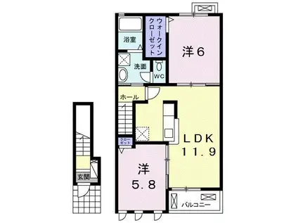 ペーパー・ムーン(2LDK/2階)の間取り写真