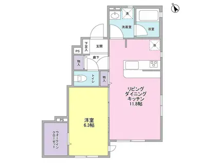 オクタプル等々力(1LDK/1階)の間取り写真