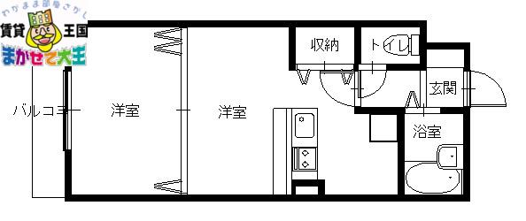 クオーレ中川(1DK/4階)の間取り写真