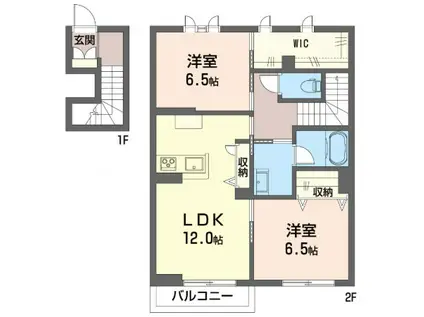 シャーメゾン釜利谷東(2LDK/2階)の間取り写真
