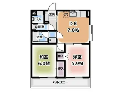 エスポワール下島(2DK/2階)の間取り写真