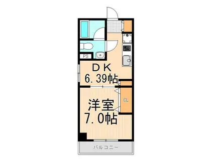 第2萬国ステイタスビル(1DK/3階)の間取り写真