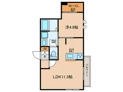 パレス自由が丘(1LDK/1階)の間取り写真