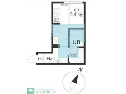 ハーミットクラブハウス京急弘明寺IIIB棟(ワンルーム/1階)の間取り写真