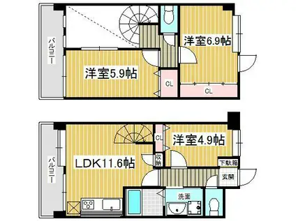 J-スクエア(3LDK/11階)の間取り写真