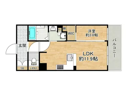 ブランニード塚本駅前(1LDK/9階)の間取り写真