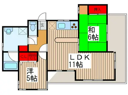 CASAナカツ(2LDK/1階)の間取り写真