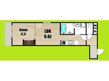 FUJIPALACE新伊丹II番館(1LDK/2階)の間取り写真