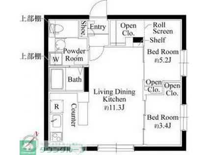 CASA GRAZIE 杉並和田(2LDK/2階)の間取り写真