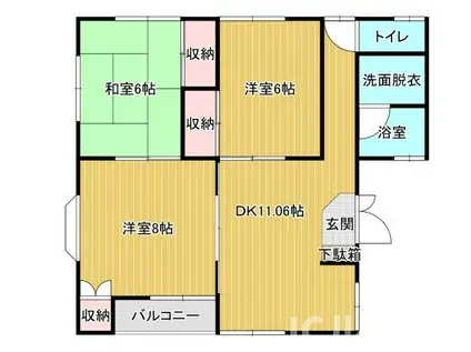 みちかはうす(3DK/2階)の間取り写真