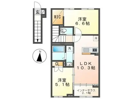 ジュリア(2LDK/2階)の間取り写真