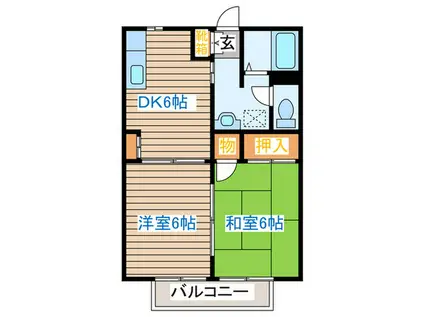 グランシード南(2DK/2階)の間取り写真