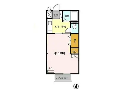 ソシアII(1K/1階)の間取り写真