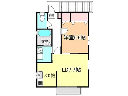 パークハイム稲毛(1LDK/1階)の間取り写真