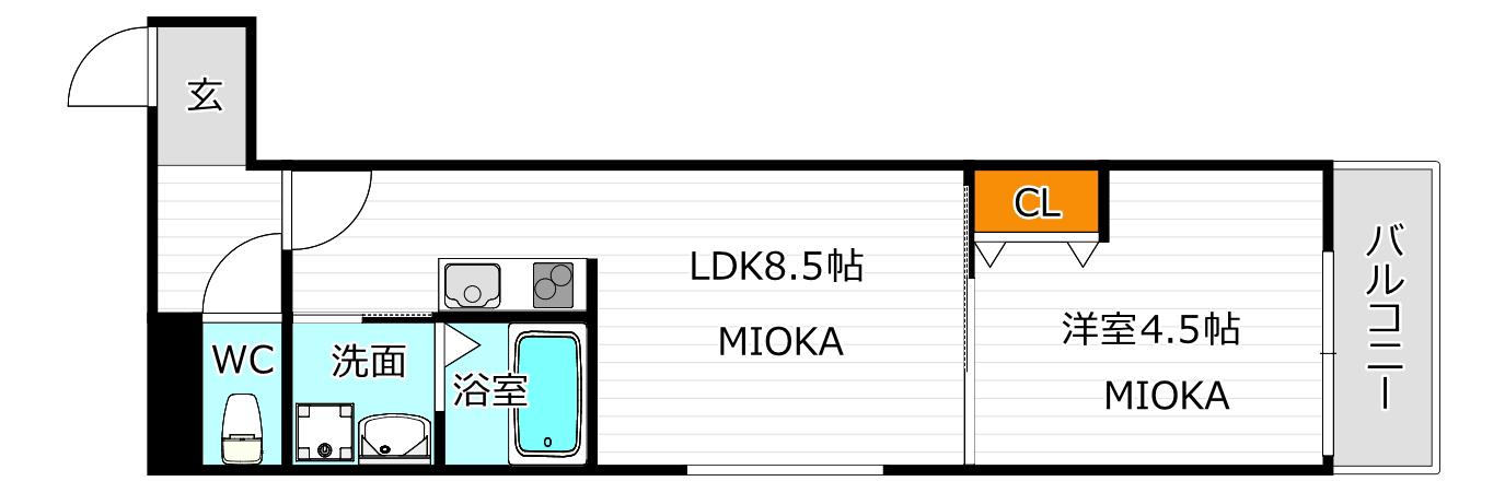 フジパレス長居公園(1LDK/3階)の間取り写真