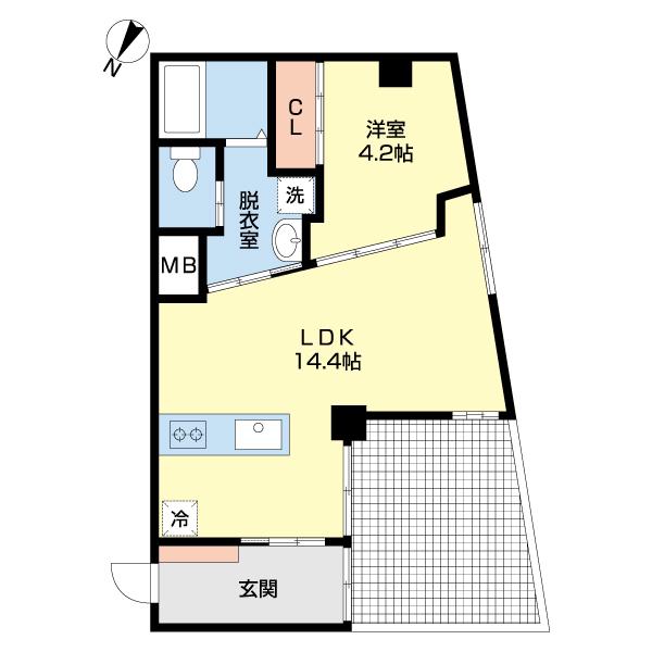 RE BIRTH道の尾(1LDK/2階)の間取り写真