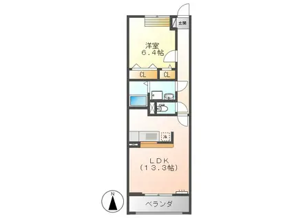 メゾン・エスポワール(1LDK/2階)の間取り写真