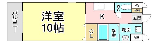フォレスト片野(1K/3階)の間取り写真