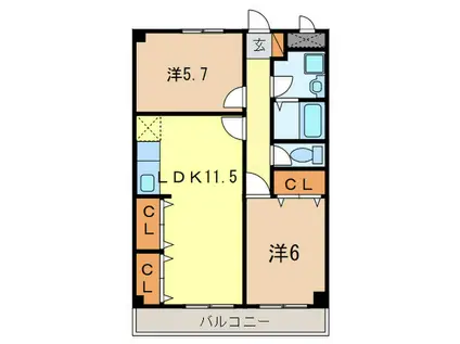 グランフォーレ池上(2LDK/1階)の間取り写真