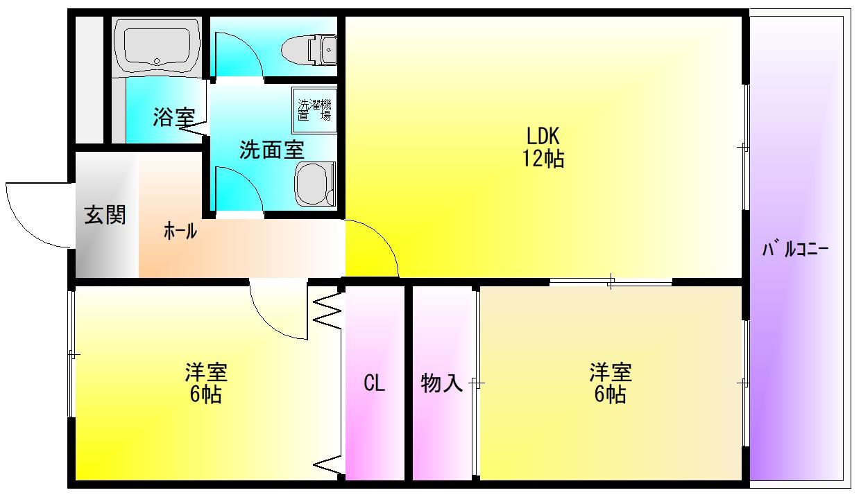 ボナールシャトー(2LDK/6階)の間取り写真