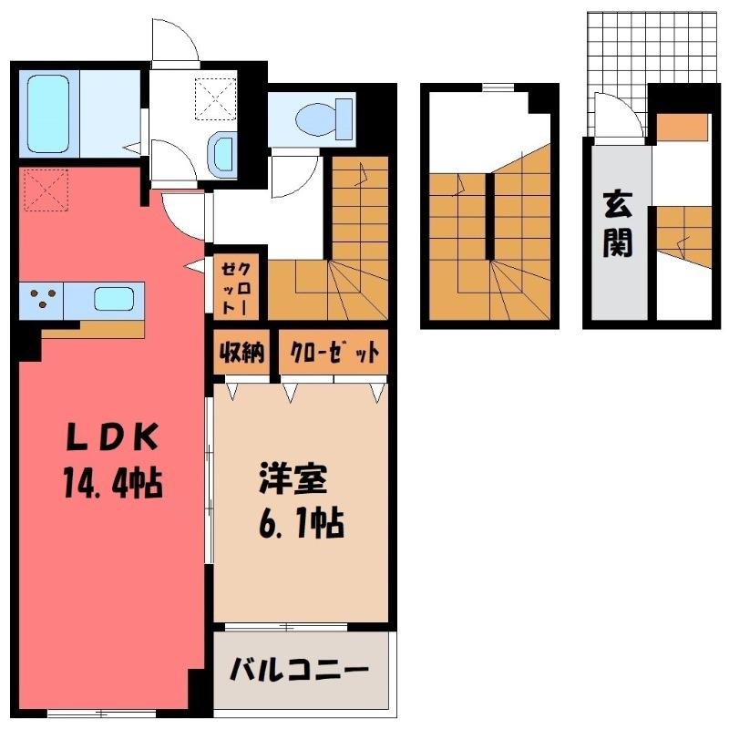 クラール 島野 A(1LDK/3階)の間取り写真