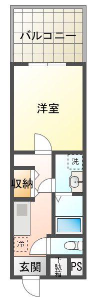 ときわ垂水レクラン(1K/2階)の間取り写真