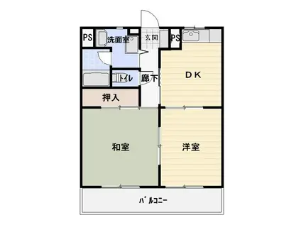 メルベーユII(2DK/2階)の間取り写真