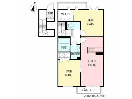 マルヨシコート(2LDK/2階)の間取り写真
