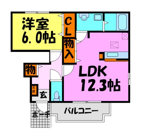 メゾンF-II(1LDK/1階)の間取り写真