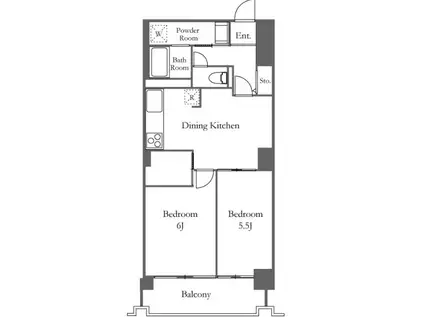 六本木ビュータワー(2DK/11階)の間取り写真