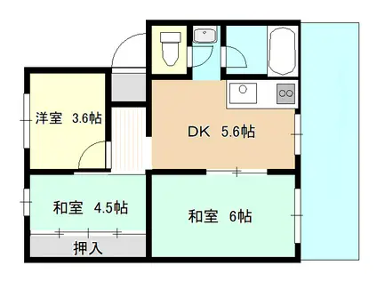 メゾン冨田(3DK/3階)の間取り写真
