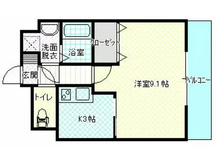 クローバー大町(1K/2階)の間取り写真