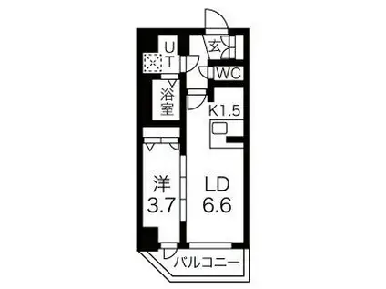メイクス上前津III(1LDK/4階)の間取り写真