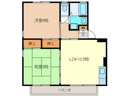 セジュールよろこびB棟(2LDK/2階)の間取り写真