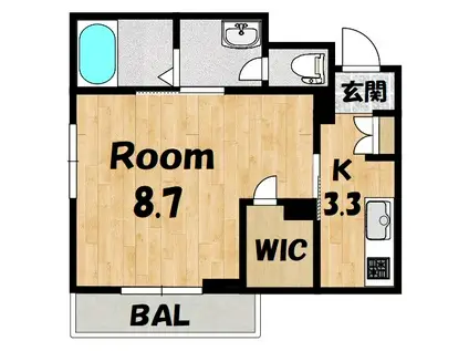 冬青コート(1K/3階)の間取り写真