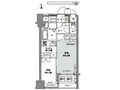 コンフォリア芝公園(1DK/5階)の間取り写真