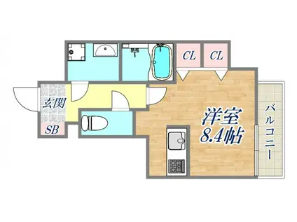 ブランTAT西宮江上町(ワンルーム/4階)の間取り写真