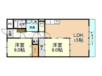 エクシードパレス(2LDK/4階)の間取り写真