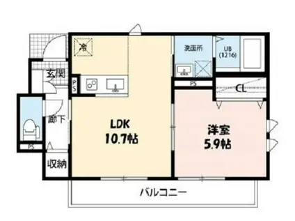 PALAIS FLEUR パレ・フルール(1LDK/1階)の間取り写真