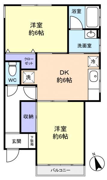 サンレージュ(2DK/1階)の間取り写真