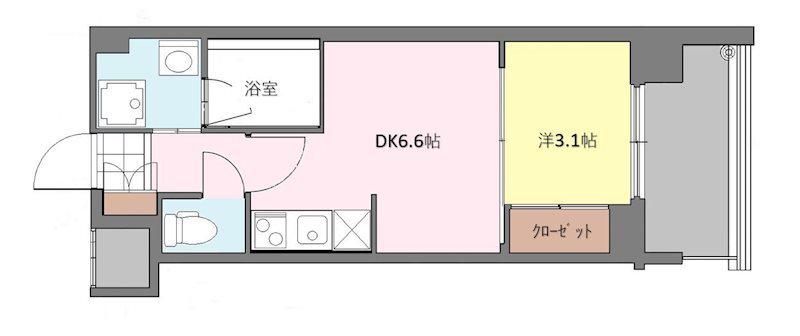 ニューガイアリルーム原通NO.68(1DK/6階)の間取り写真
