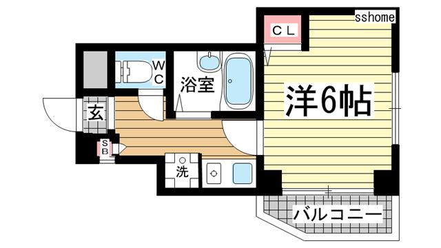 メゾン・ド・ミュリエ灘(1K/4階)の間取り写真
