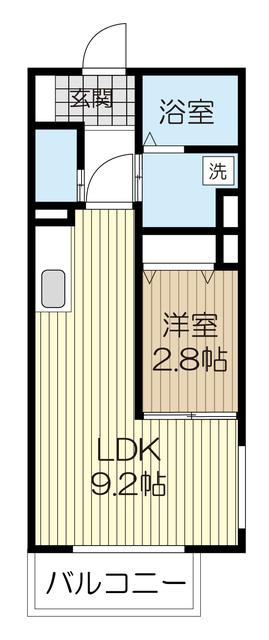 ミッドテラス仙台上杉(1LDK/2階)の間取り写真