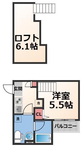 セレブラシオン(1K/2階)の間取り写真