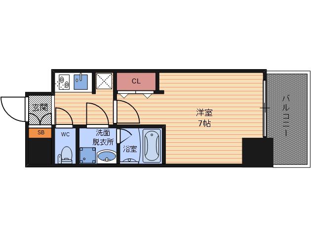 S-RESIDENCE福島玉川UNO(1K/9階)の間取り写真